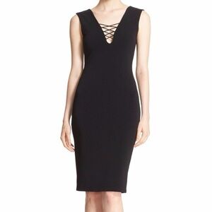 Alice + Olivia Asha Lace Up Midi Sheath Pencil Dress Size 8 NWT